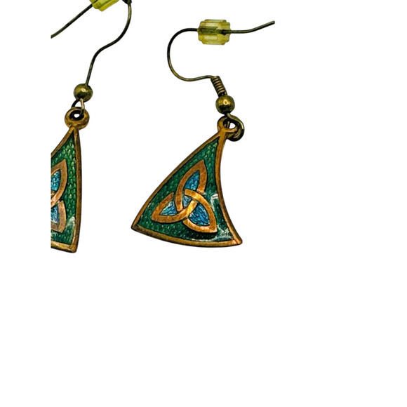 Vintage Brass Celtic Knot Dangle Earrings with Antique Finish Rare - Picture 4 of 6